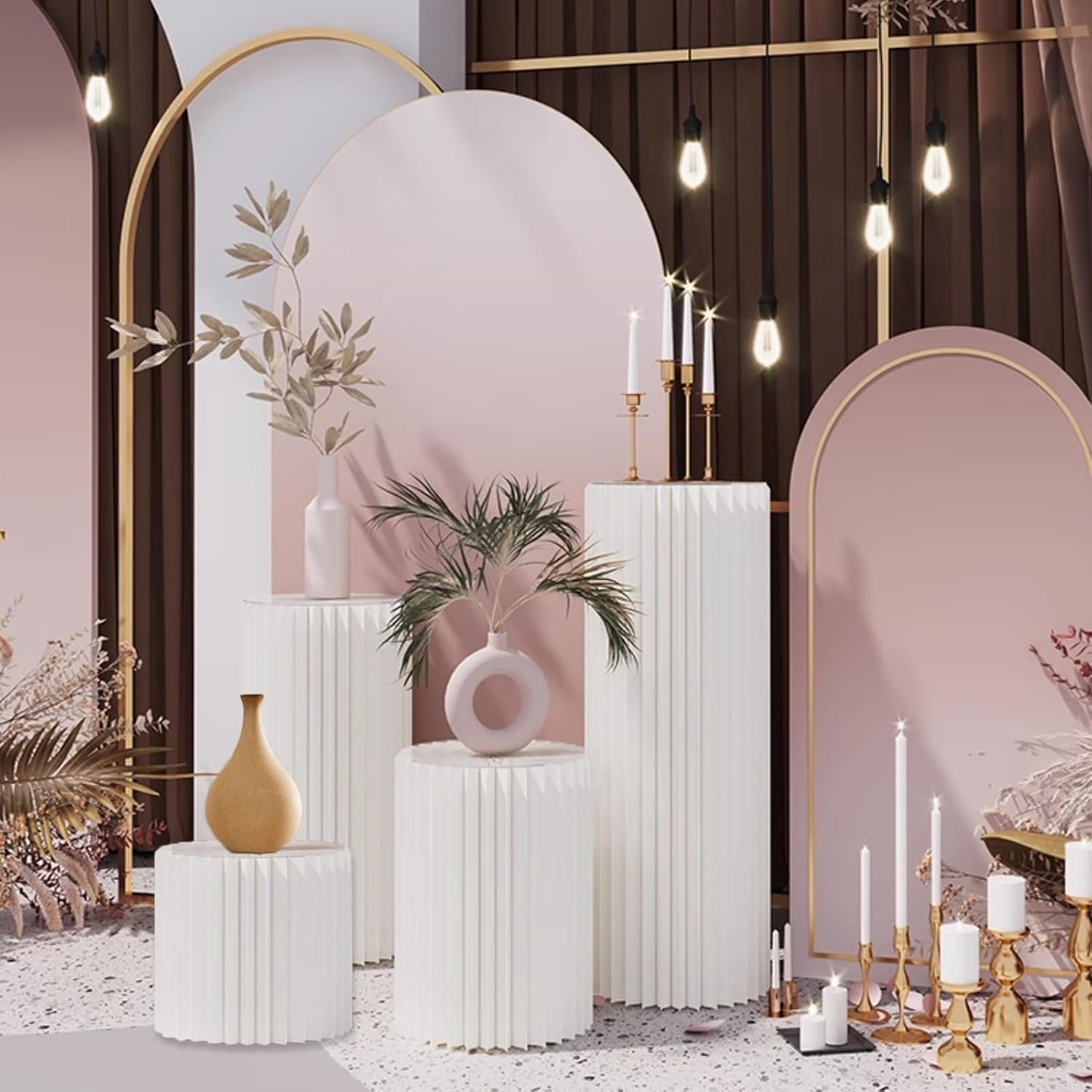 4Pack Cylinder Pedestal Stand for Dessert Display