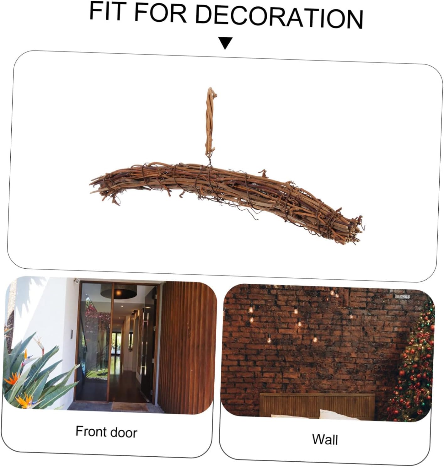 Cabilock Heart Shaped Rattan Wreath Hanger Front Door Decor