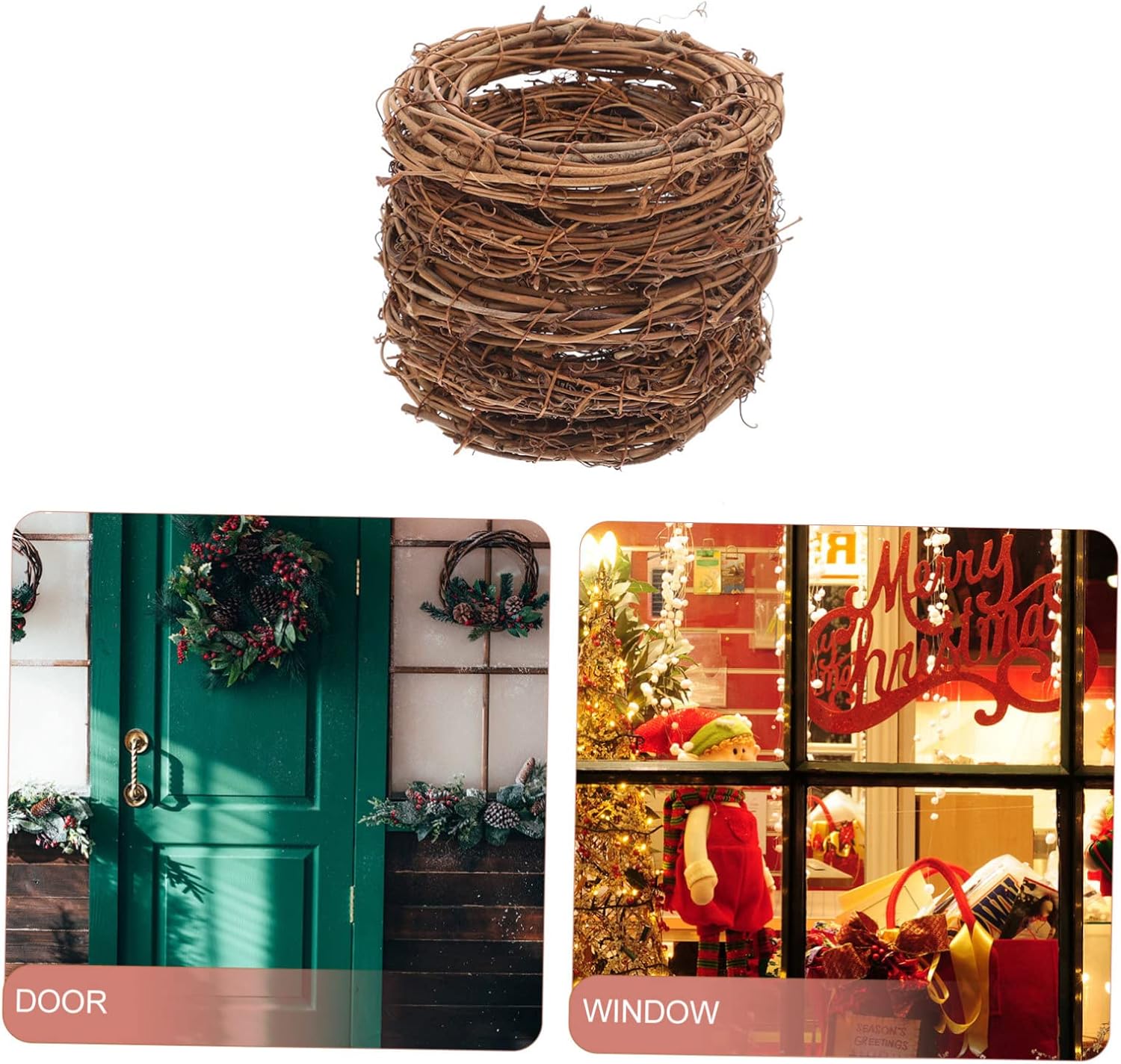 Unomor 5pcs Woven Rattan Wreath for Home Decor