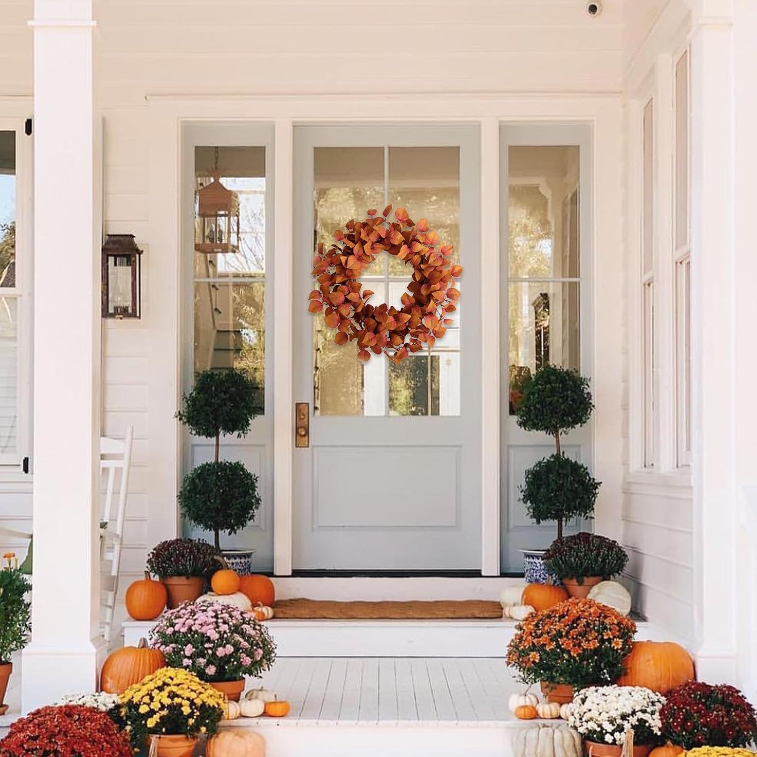 20 Inch Artificial Fall Leaves Wreath for Autumn
