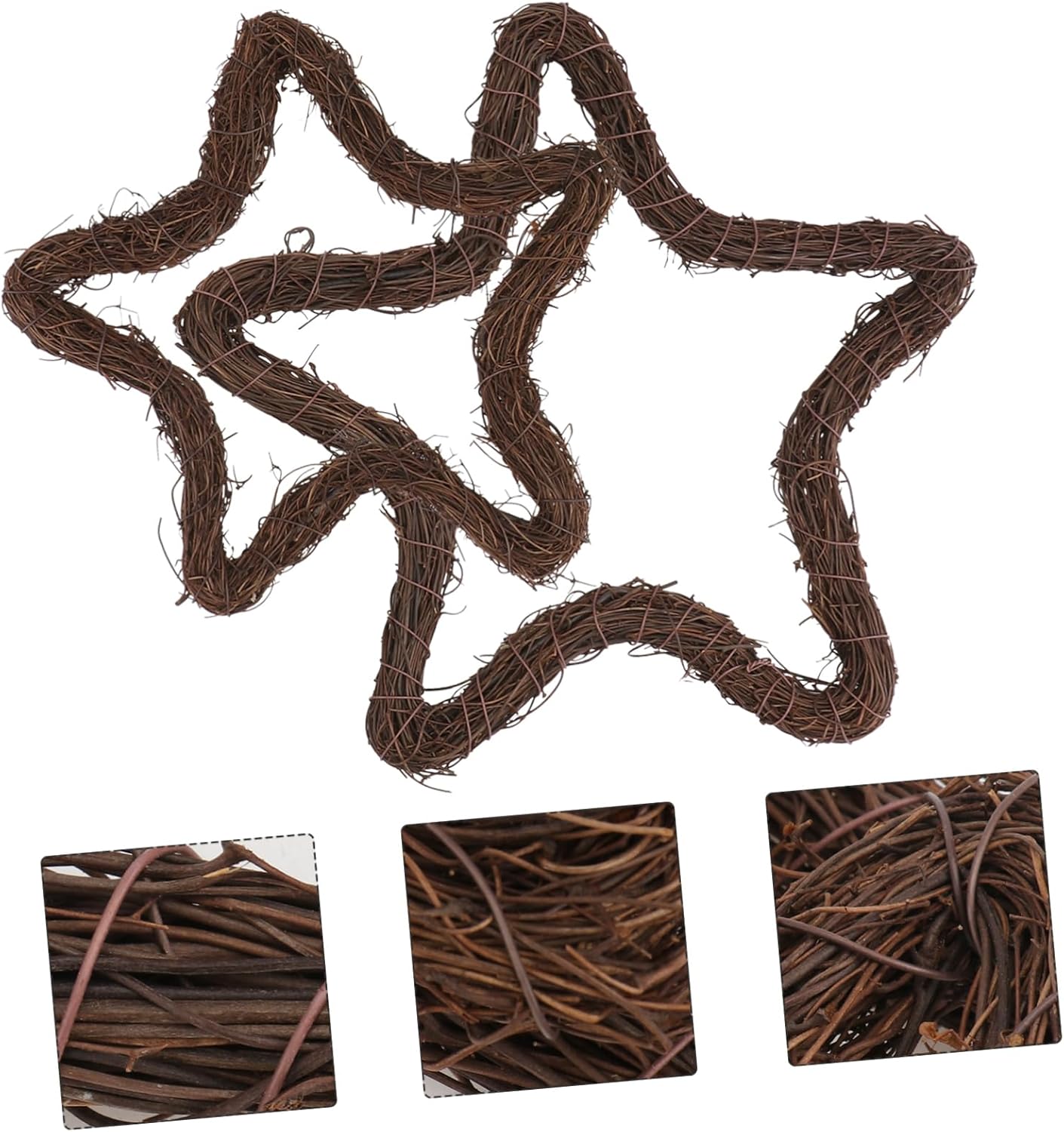 2pcs Handwoven Rattan Star Door Wreath Decorations