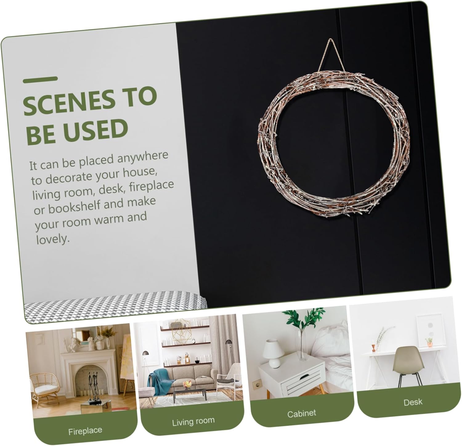 NOLITOY 1pc Rattan Wreath Garland for Home Decor