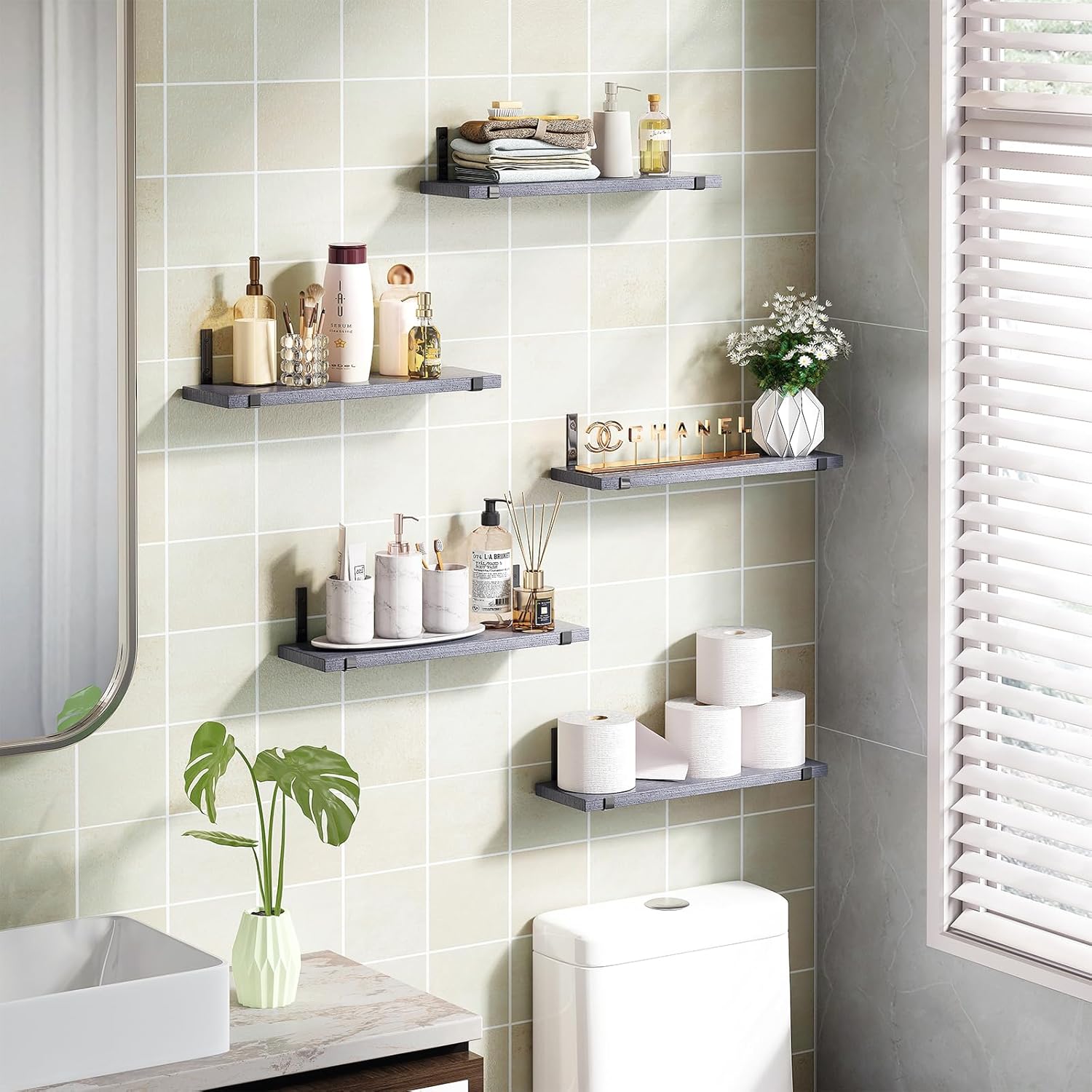 Fixwal Floating Shelves Set of 5 Grey