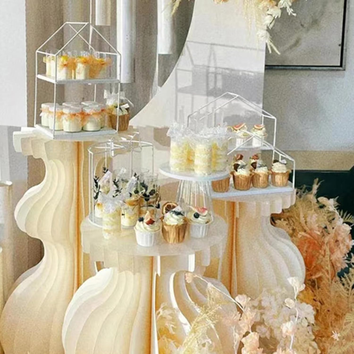 WOQLIBE 3pcs Cylinder Pedestal Stands for Parties