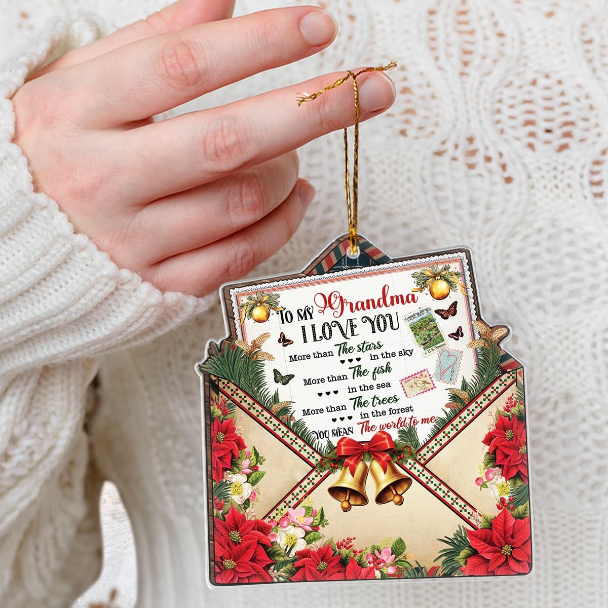 RABOWA Bell Merry Christmas Clear Acrylic Ornament