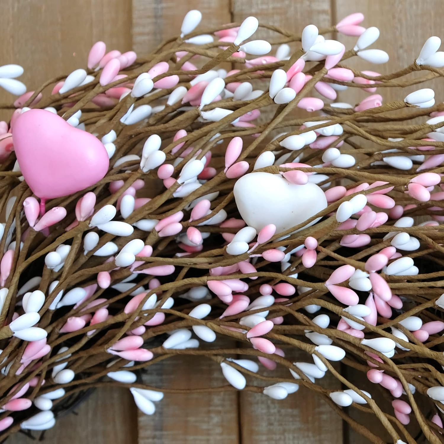 Pink White Berries Wreath 18 Inches for Front Door