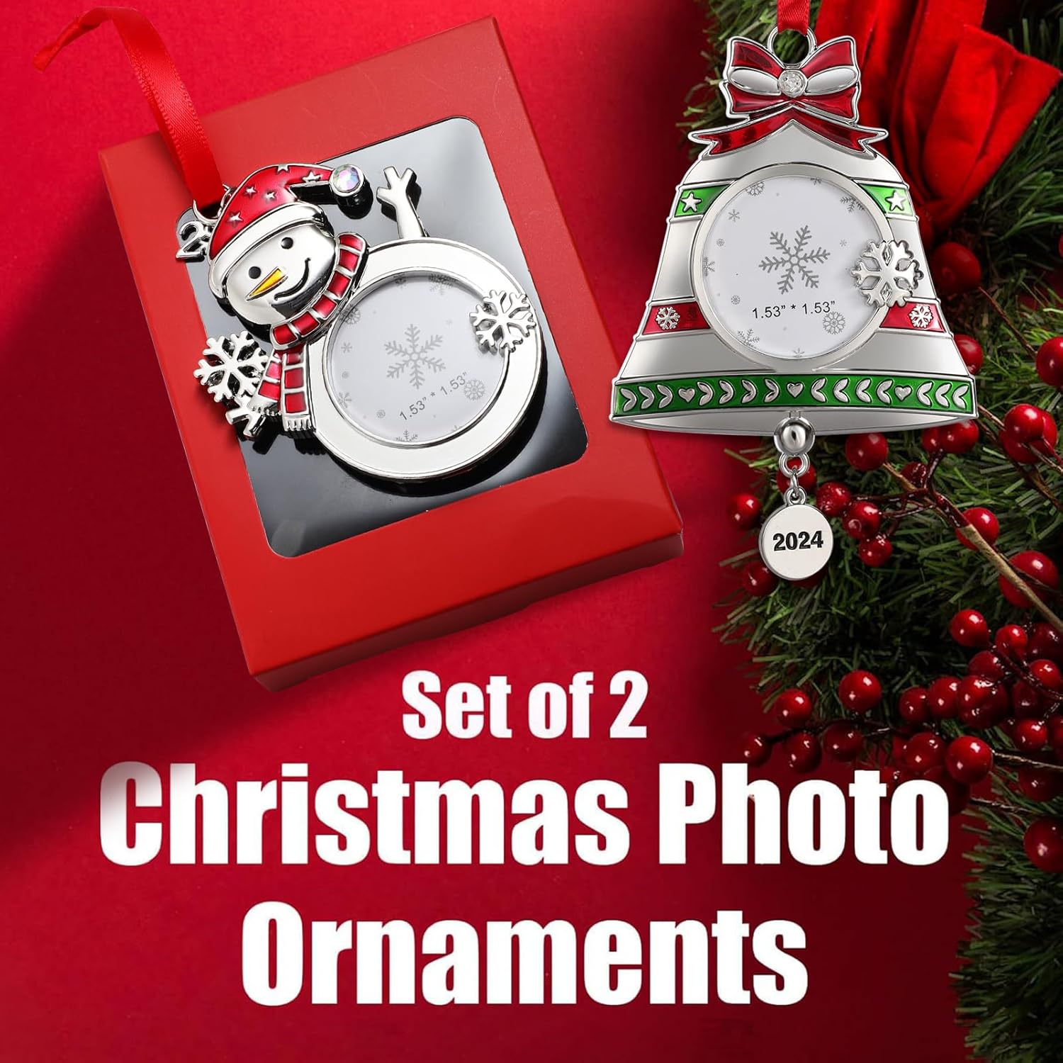 2024 Solid Metal Christmas Tree Ornament Set