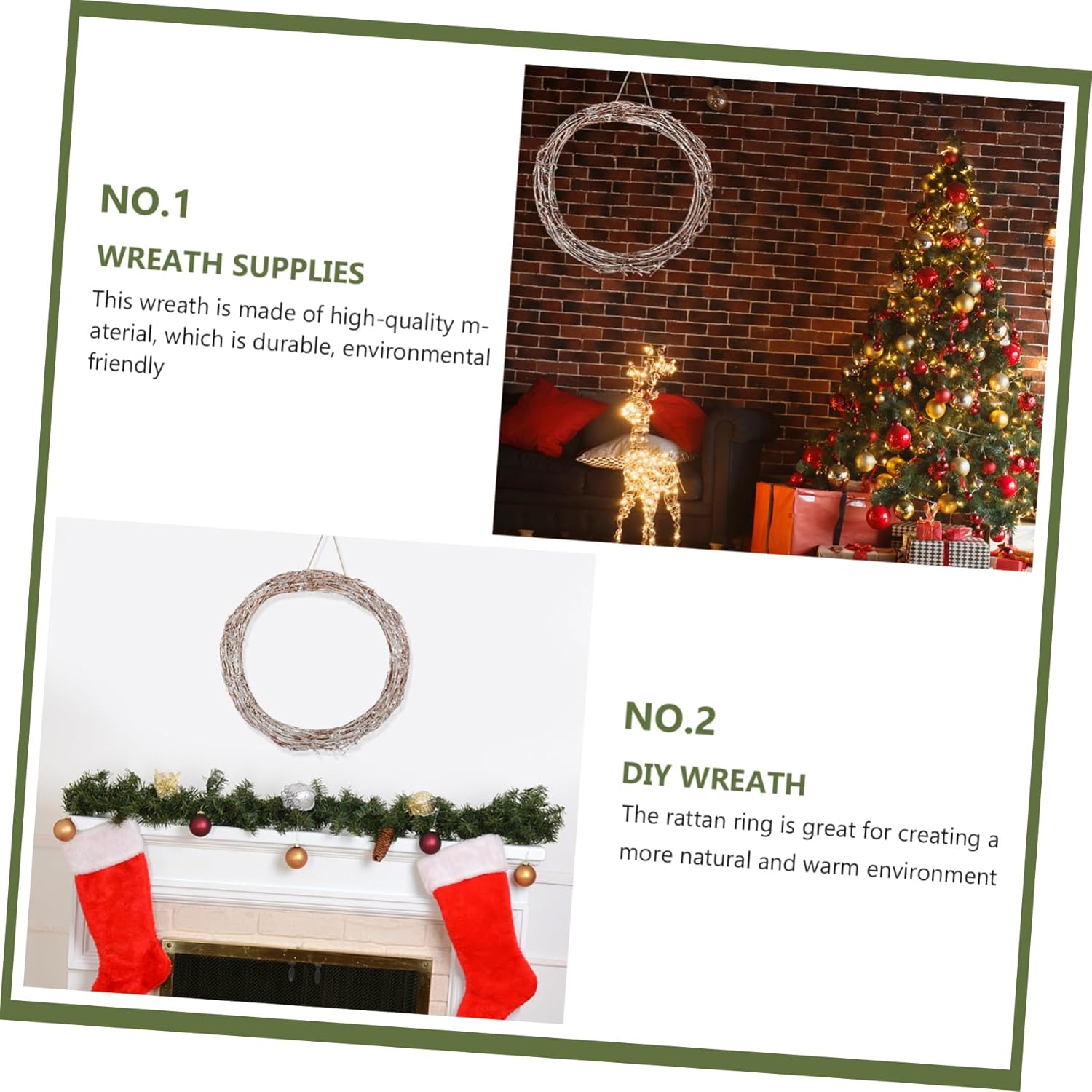 Handmade Rattan Wreath for Home Decor and Seasonal Crafts