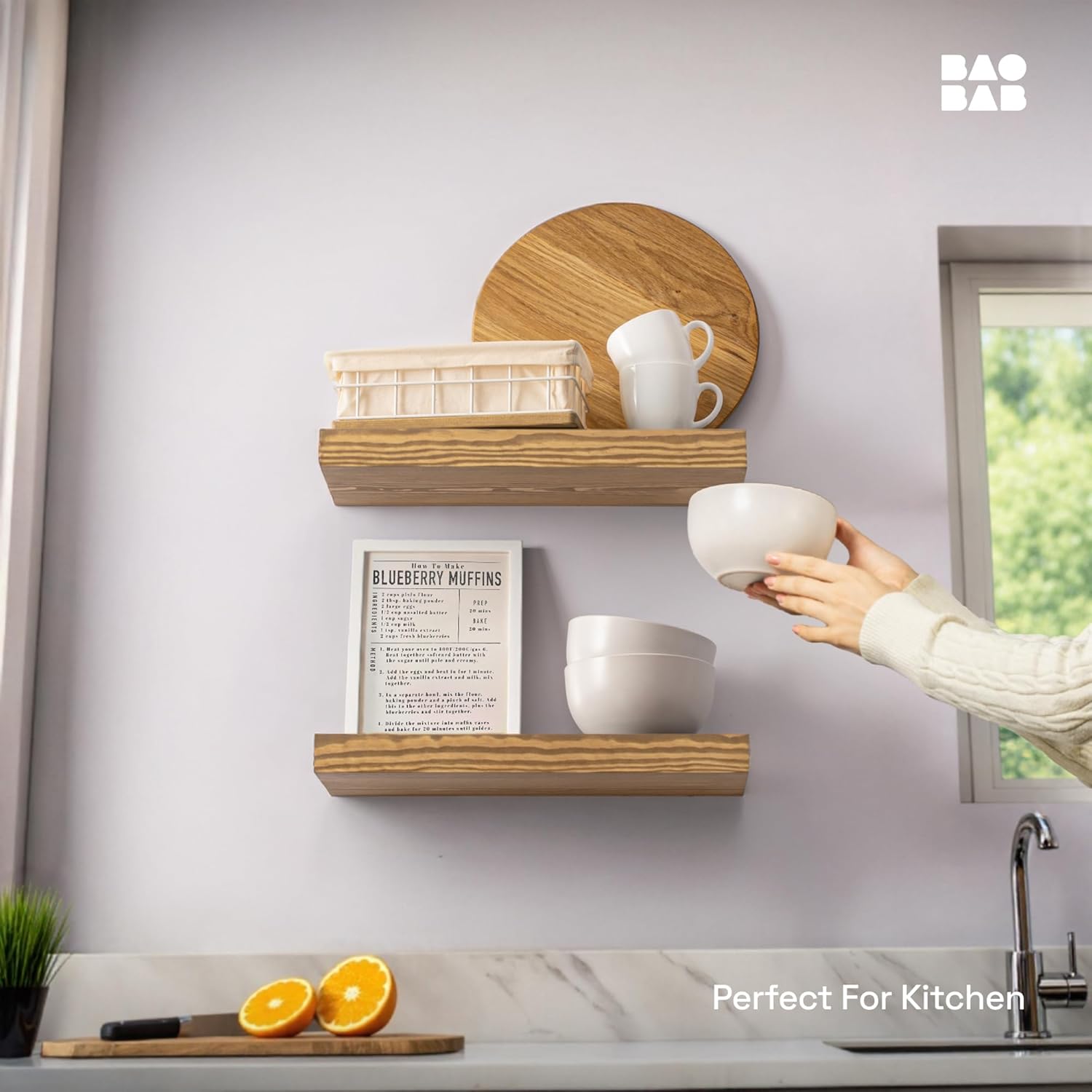 BAOBAB WORKSHOP Oak Floating Shelves Set of 2