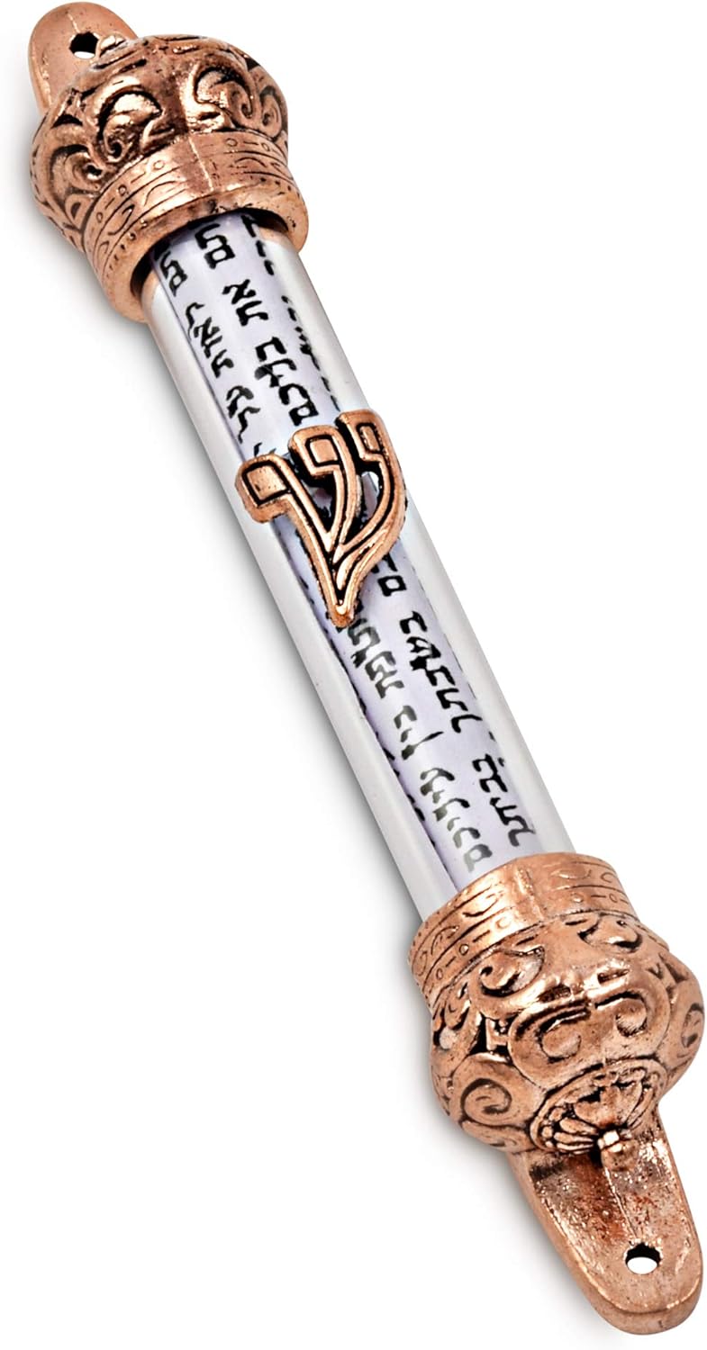 Peer Hastam Red Bronze Crown Mezuzah