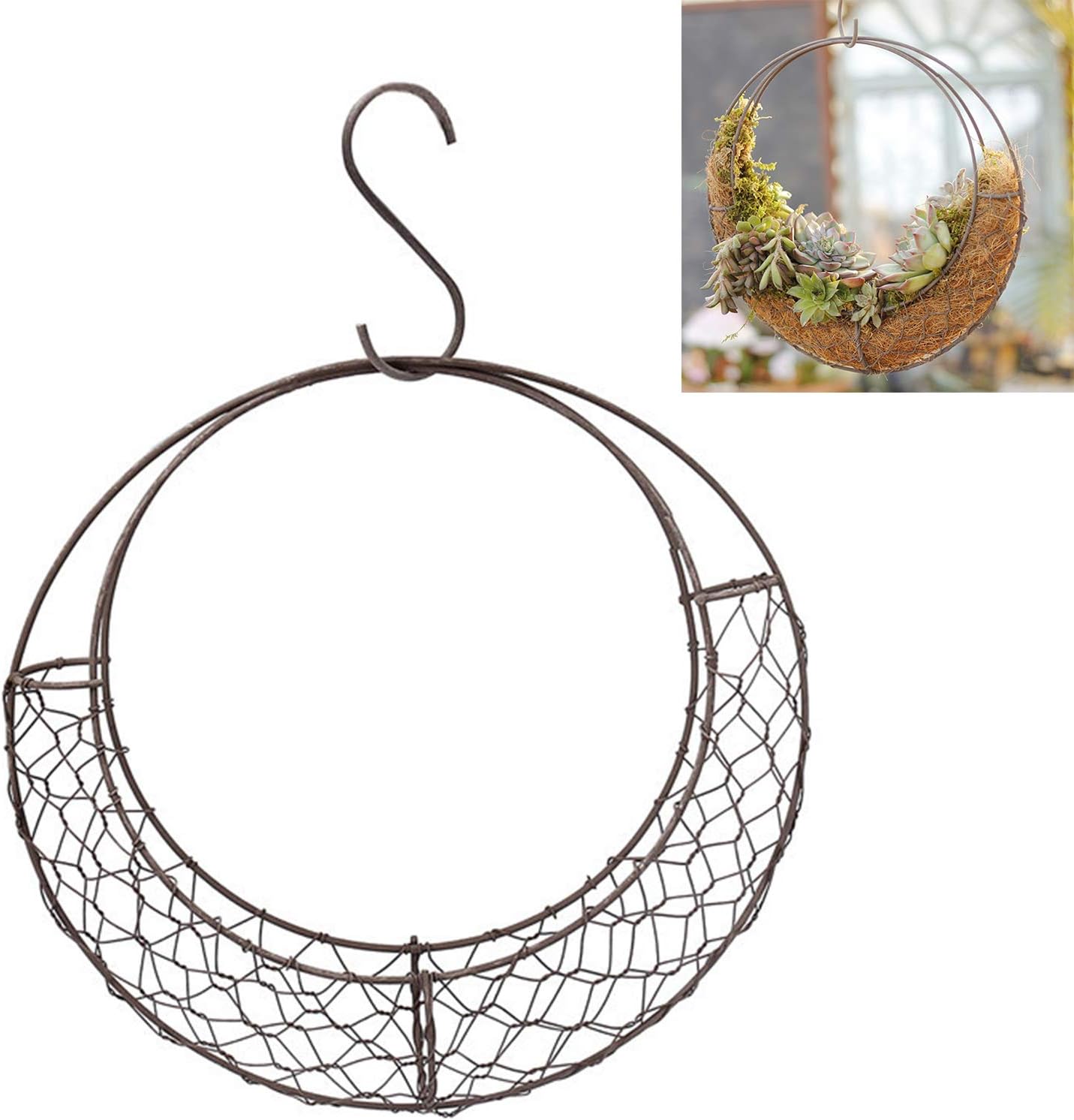 Moobom Wire Wreath Frame Hanger with Hook for Home Garden
