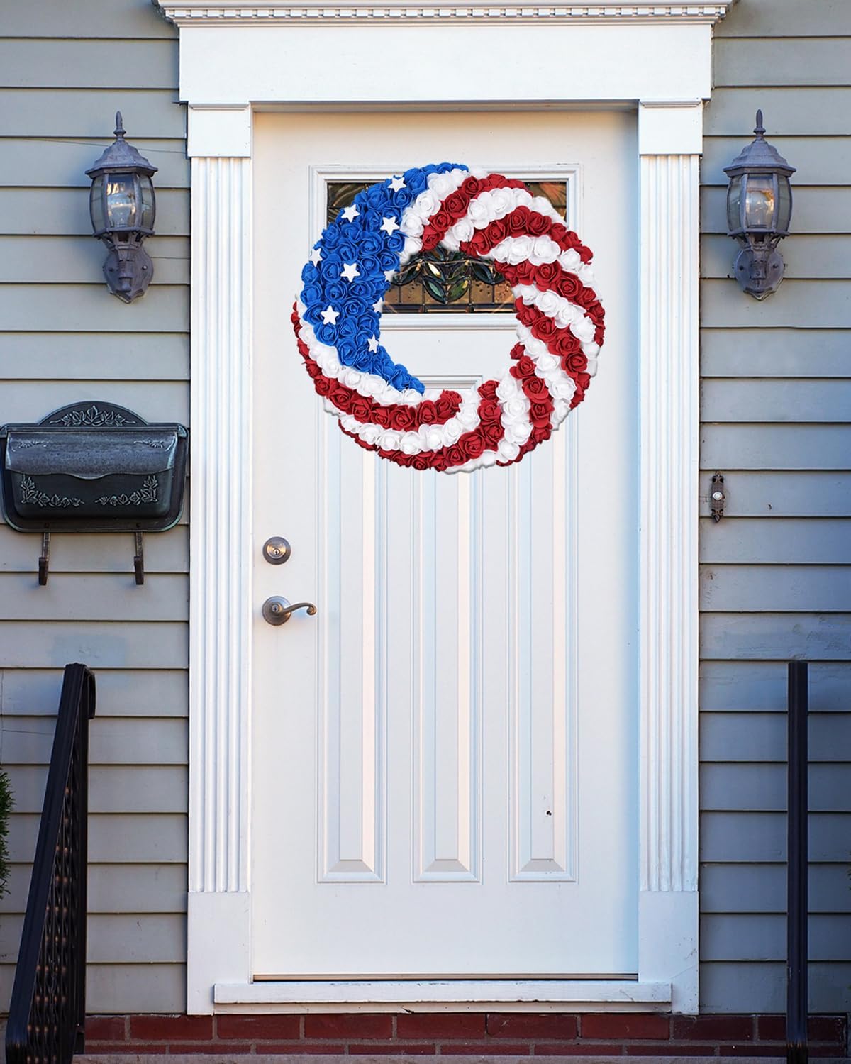 16 Inch Patriotic Flag Wreath for Front Door and Porch