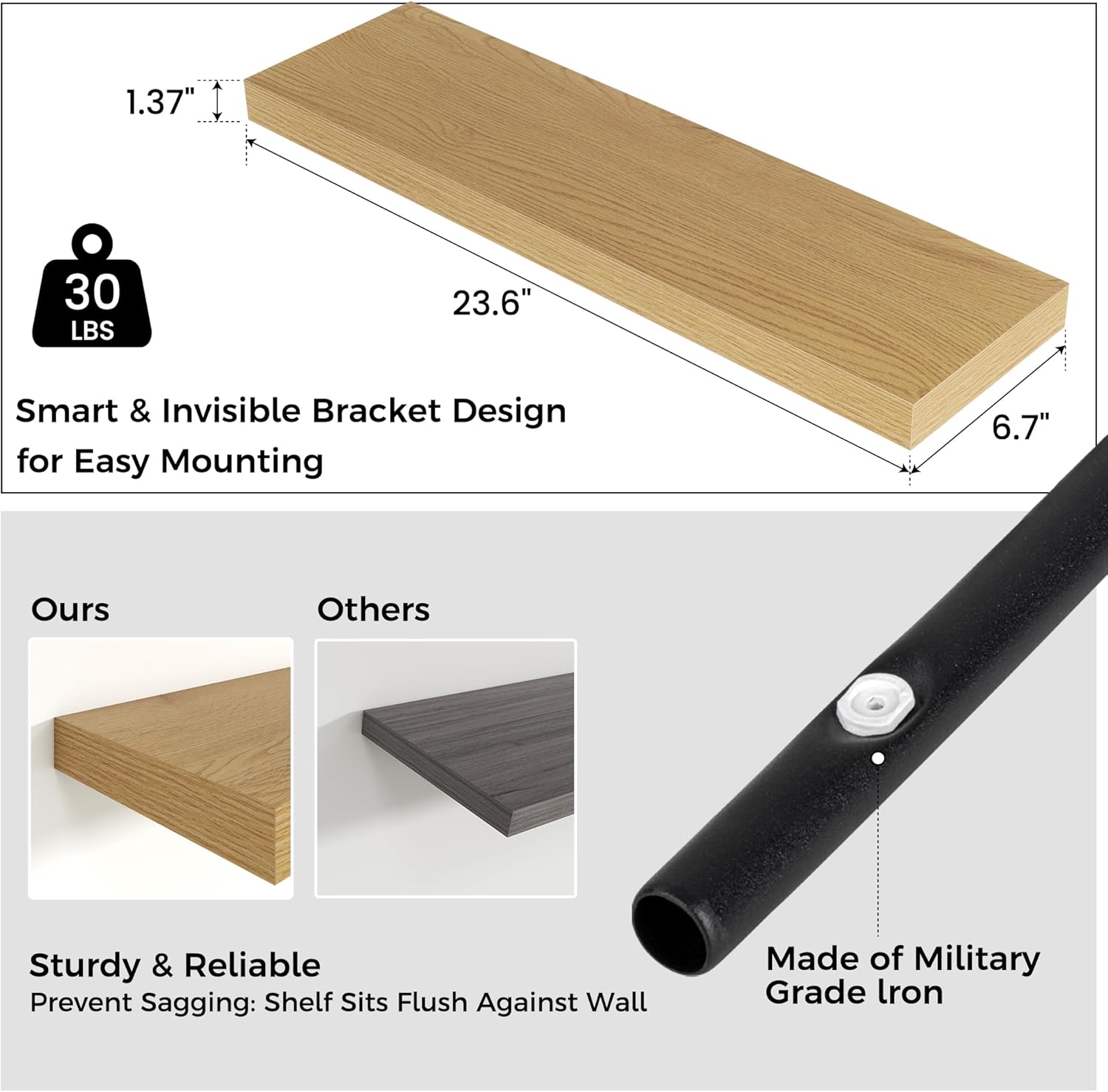 Venusmiles Floating Shelves 2 Pack 24 Inches Wide