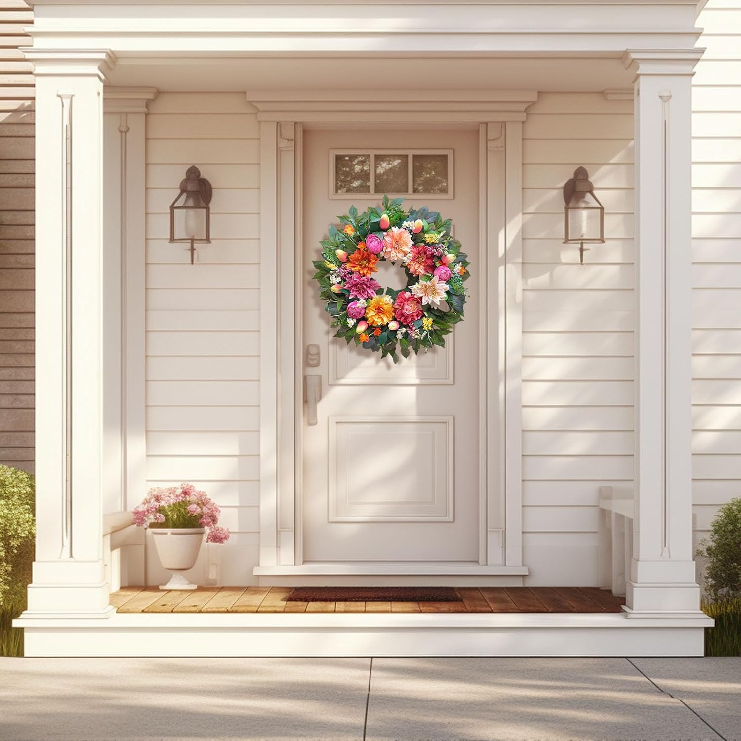 24 Inch Spring Wreath with Dahlia and Greenery