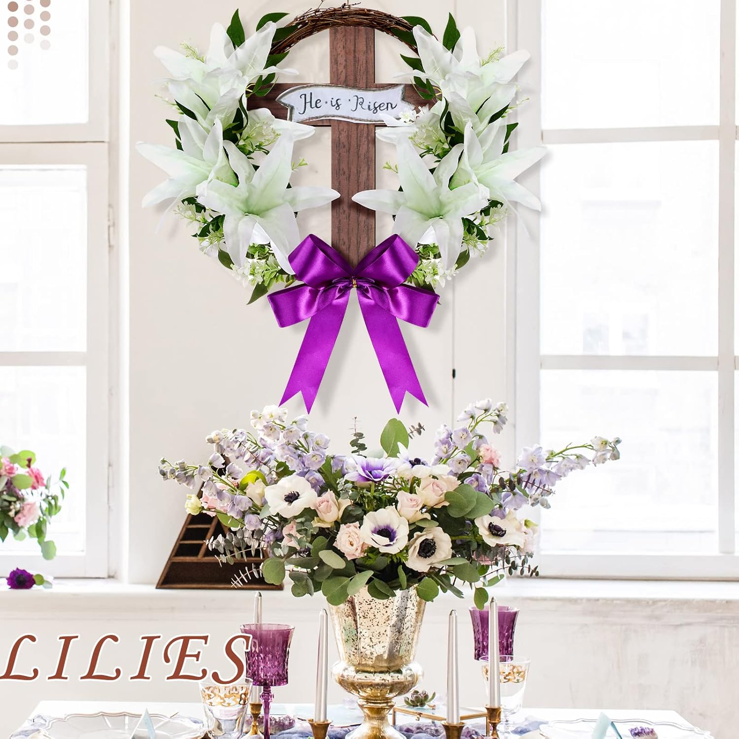 Panelee 18 Inch Easter Wreath Front Door Decor