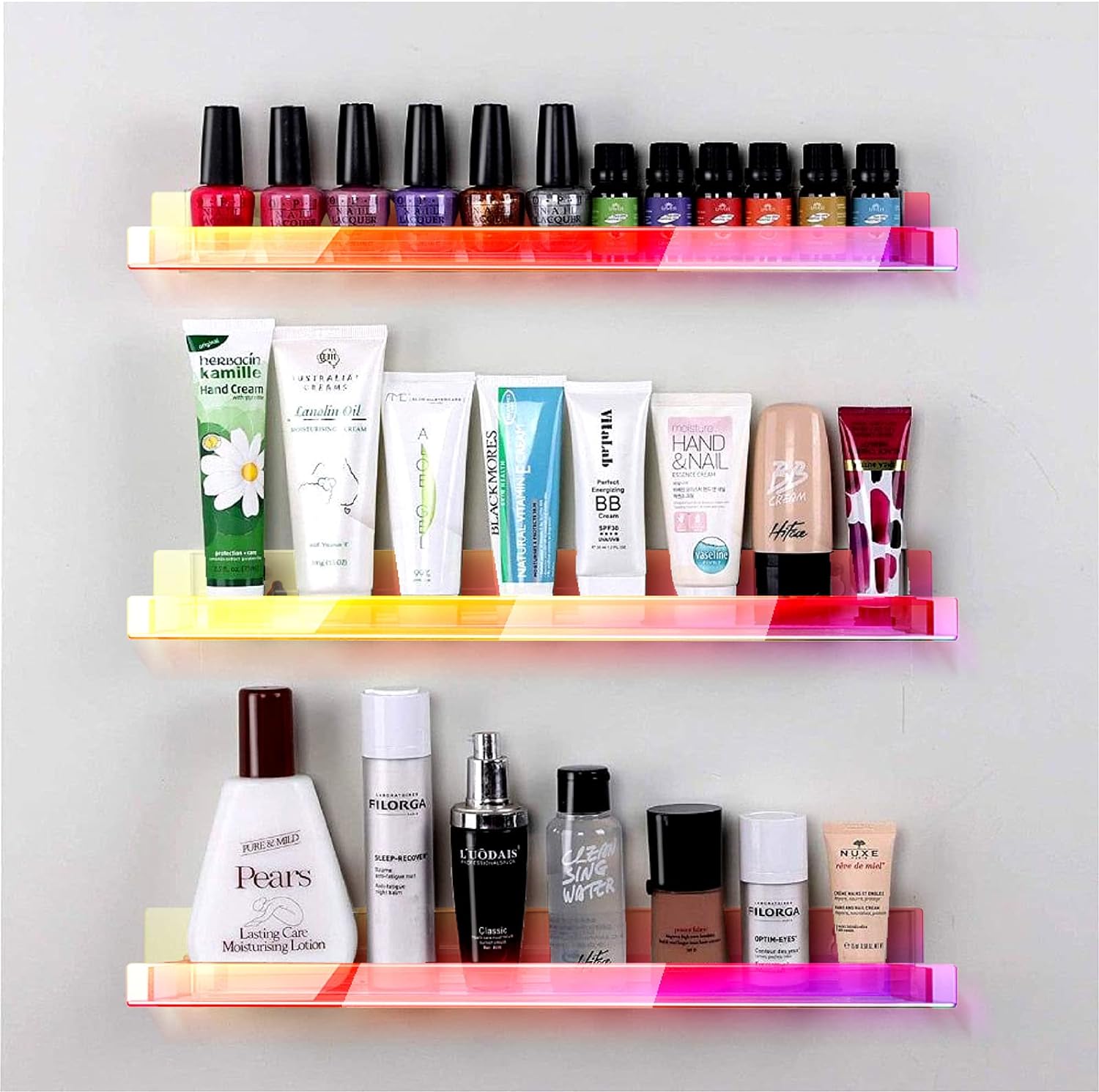 4 Pack 15 Inch Iridescent Acrylic Floating Wall Shelves