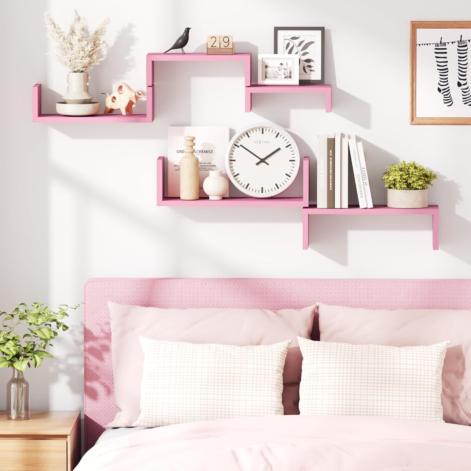 SRIWATANA Floating Shelves Set of 5 Pink