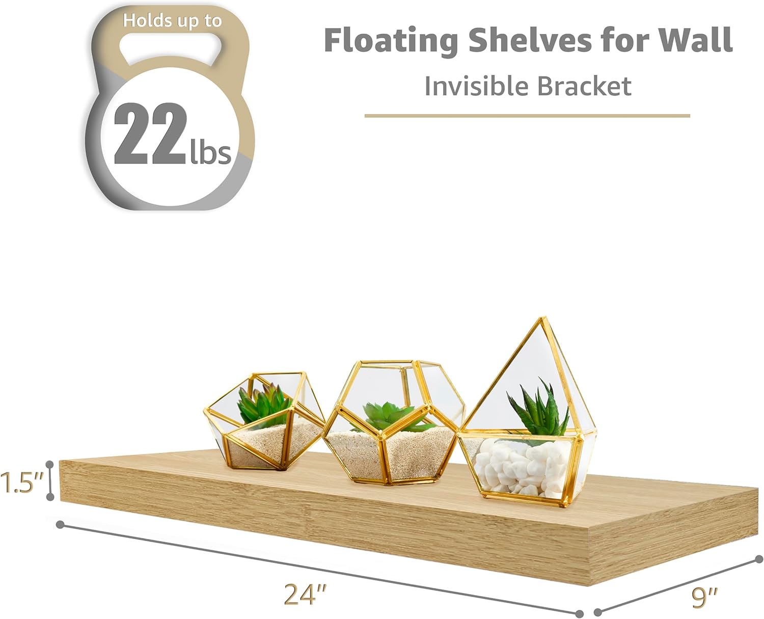Sorbus 24 Inch Floating Wall Shelves 3 Pack