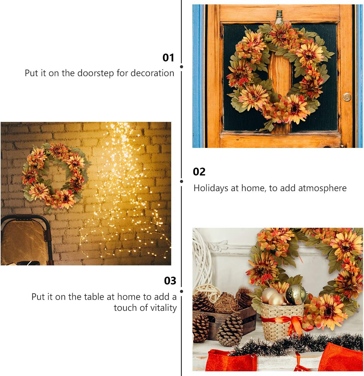 ABOOFAN Artificial Hydrangea Wreath for Halloween and Thanksgiving