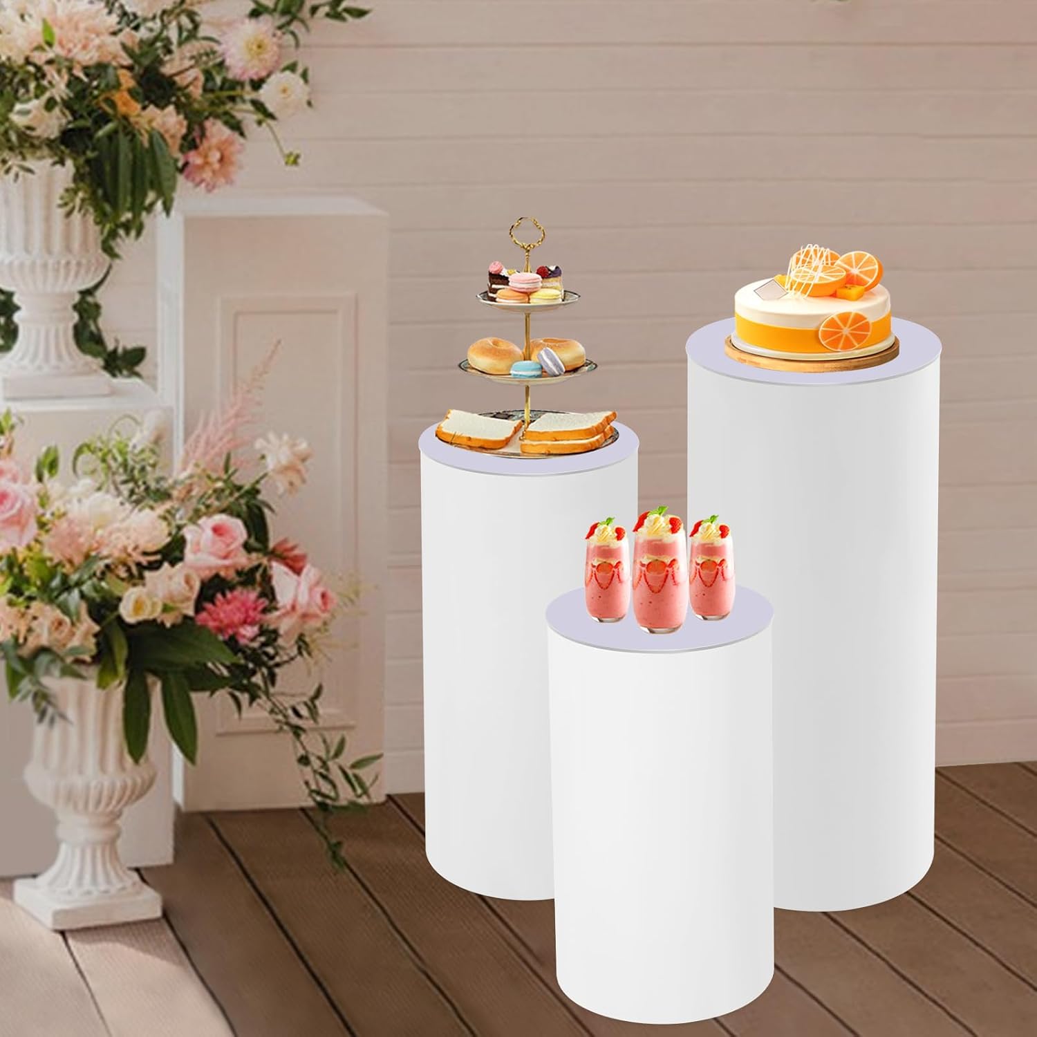 3Pcs Cylinder Pedestal Stands for Party