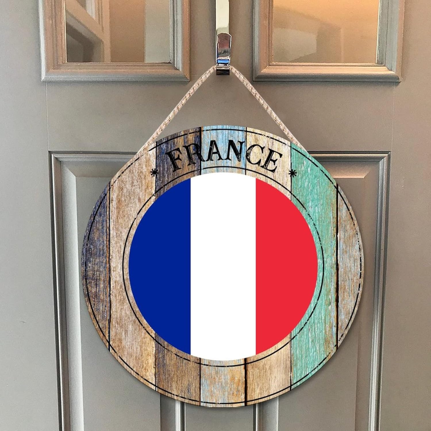 Farmhouse Front Door Hanger Round Wood Sign 10x10