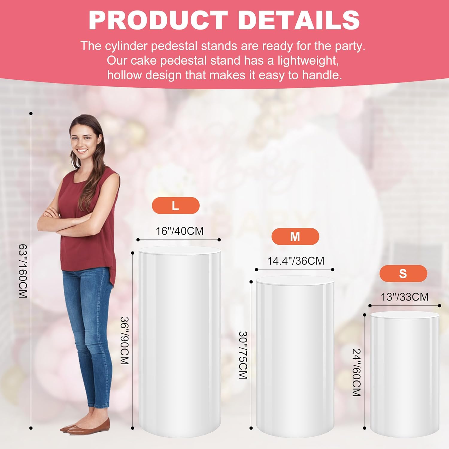 3PCS White Cylinder Pedestal Stands for Party Displays