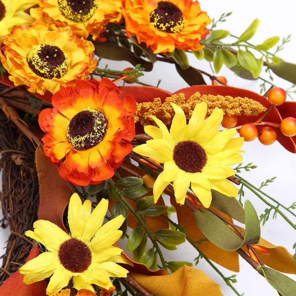 GAOMON 20 Inch Artificial Fall Floral Wreath