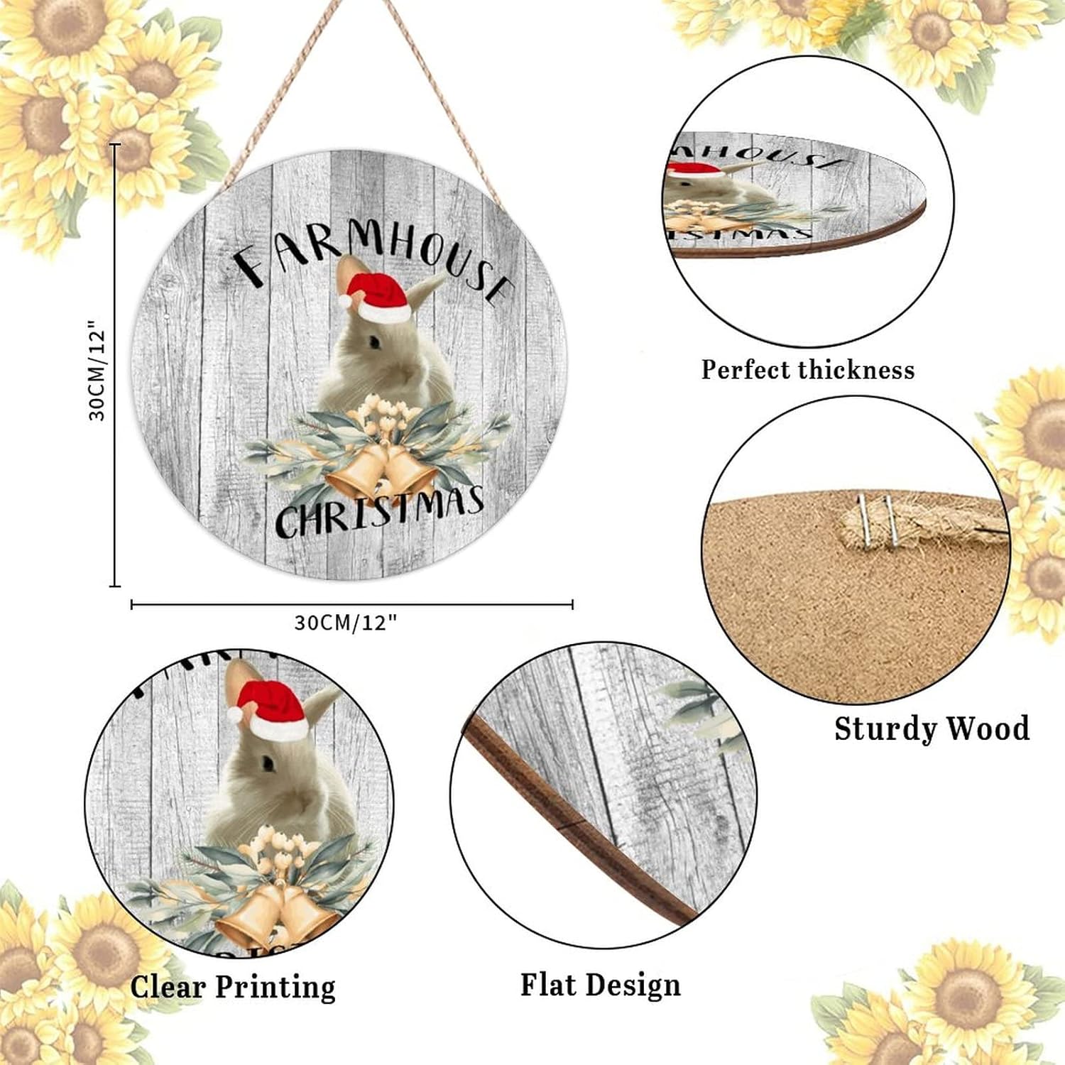 Farmhouse Door Hanger with Santa Hat and Animal Designs