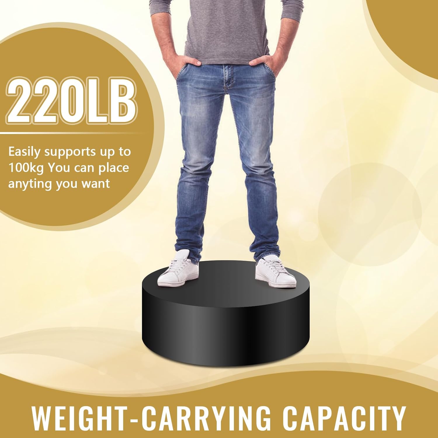 Heavy-Duty Cylindrical Display Stand 100kg Capacity Black
