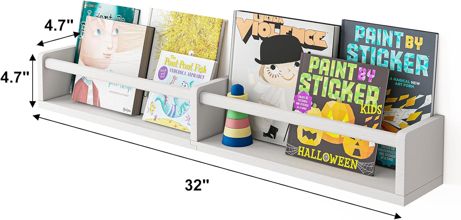 Fixwal 32in Floating Bookshelves Set of 3 for Baby Nursery