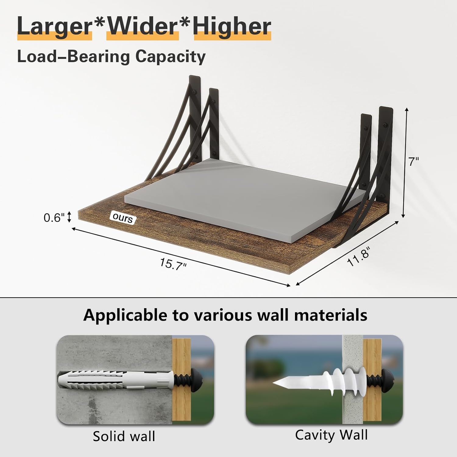 Deep Floating Shelves for Wall 12 Inch Deep Storage Shelves