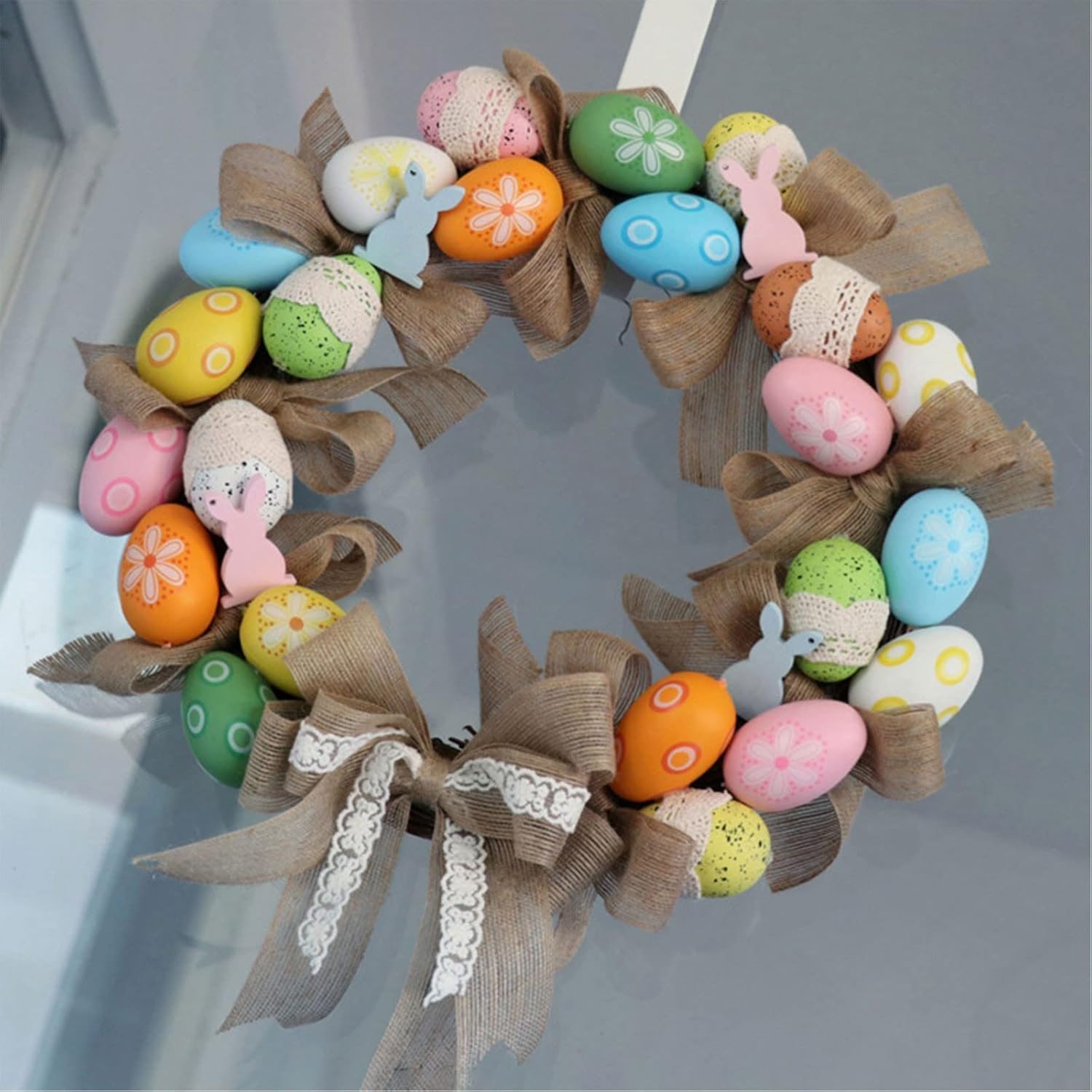 48 Inch Christmas Wreath with Easter Egg and Gnome Decorations
