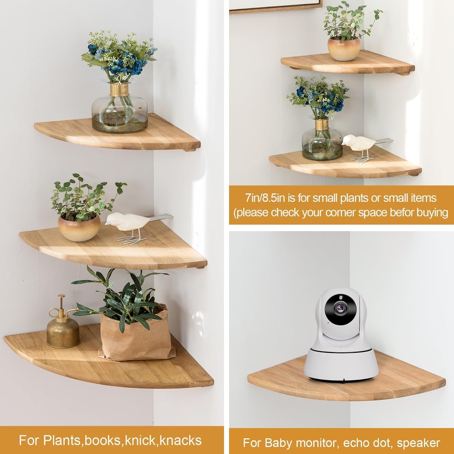 Conamily Corner Shelf Wall Mount Floating 90 Degree