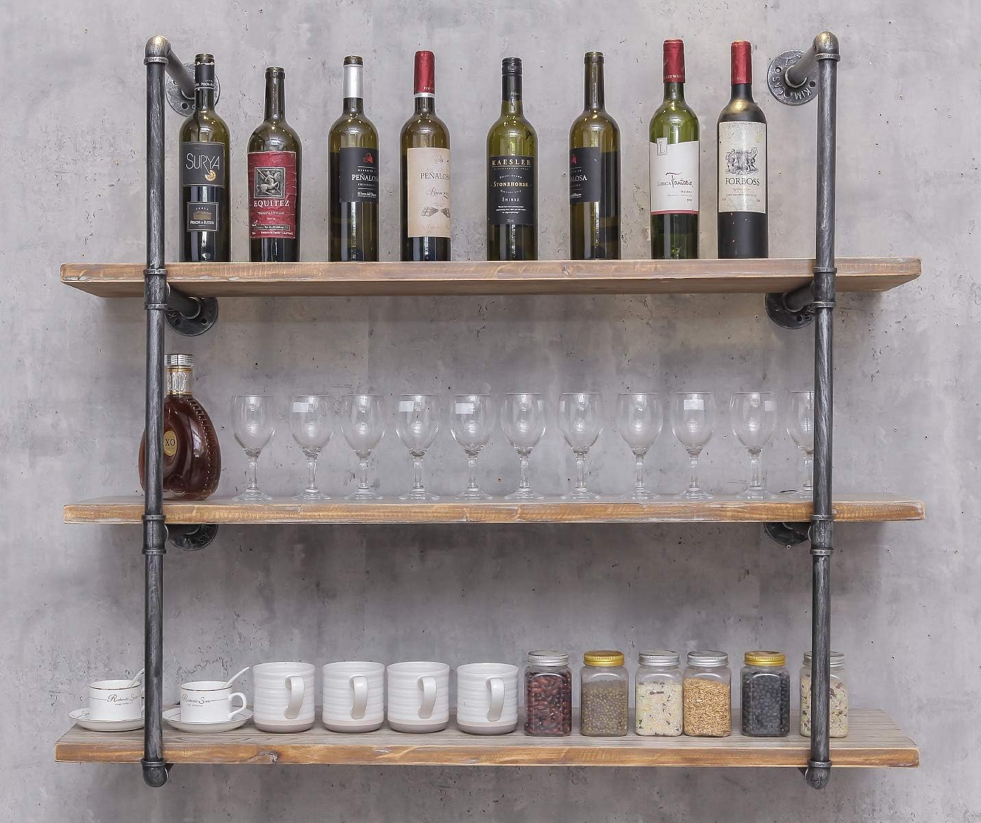 BIXIRAO 4-Tier Industrial Pipe Shelf Brackets