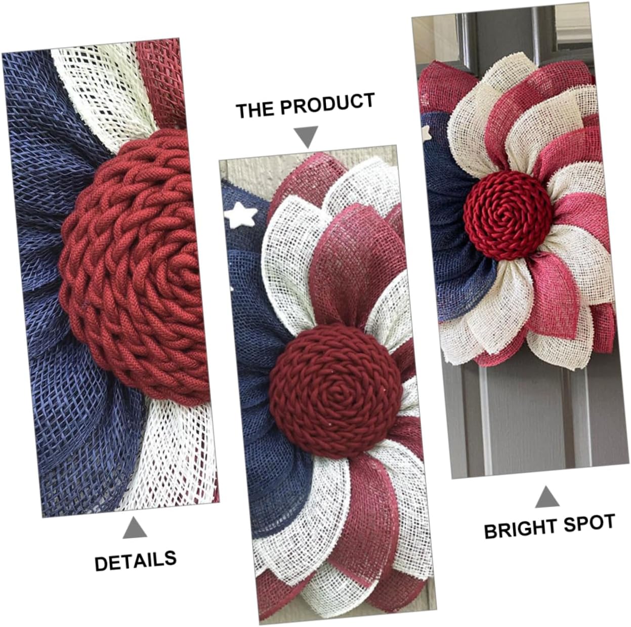 Patriotic Flag Fabric Wreath Front Door Decor