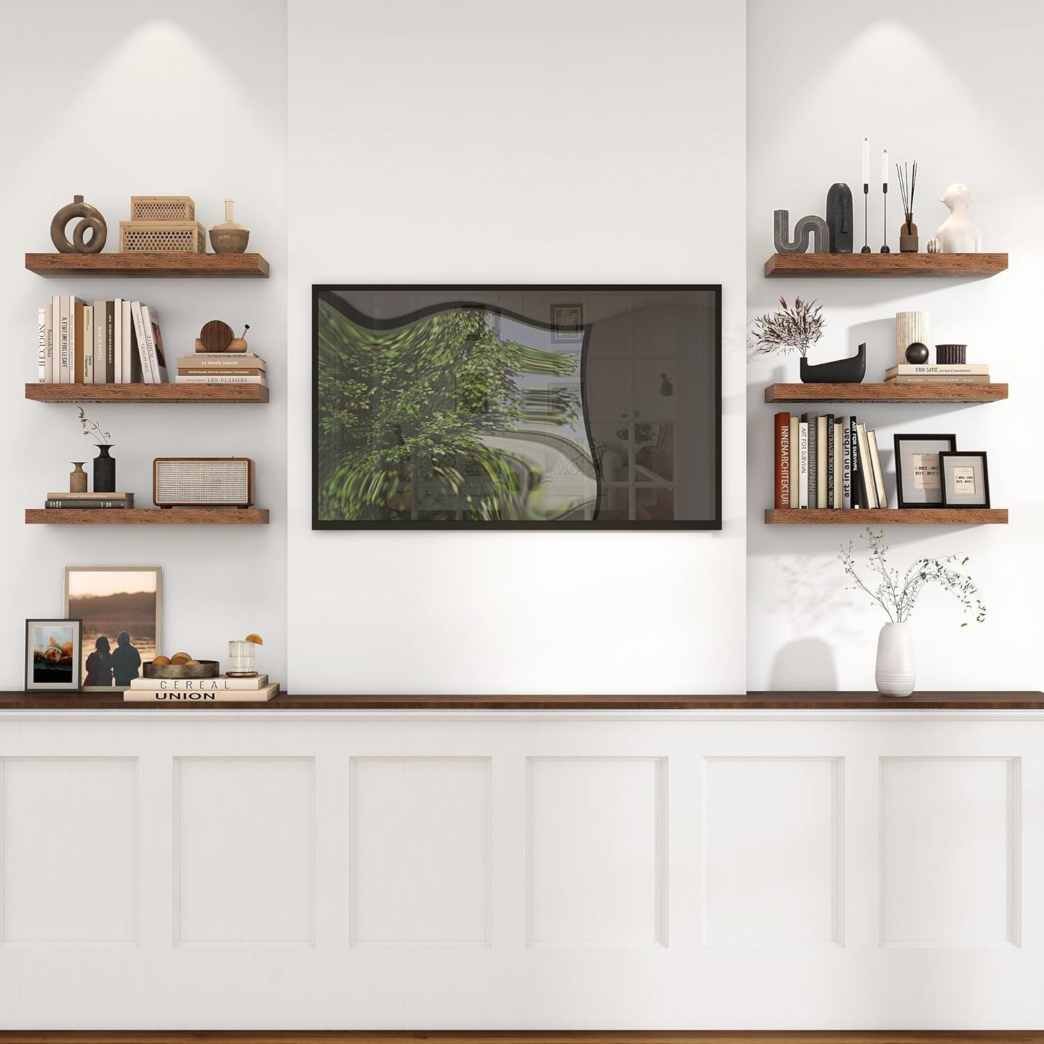 Heimlove 24 Inch Floating Shelves Wall Mount Set of 2 Brown
