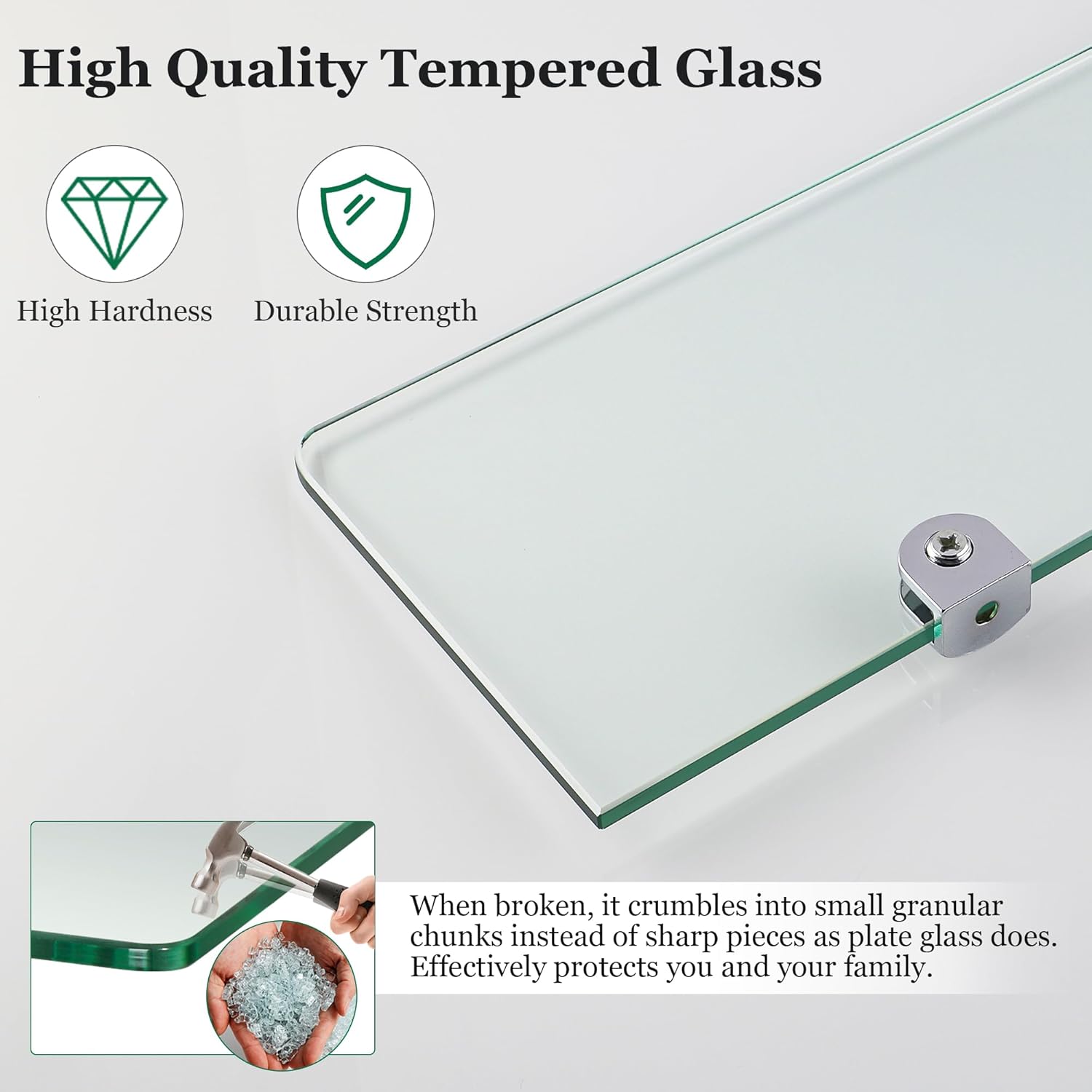 Sayayo Clear Floating Shelves for Wall 12 Inch Set of 2