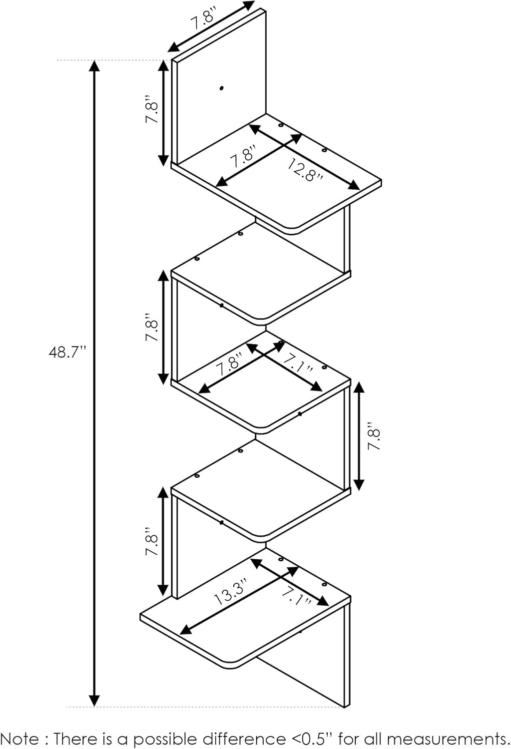 Furinno Rossi 5-Tier Floating Shelf - EspressoBlack