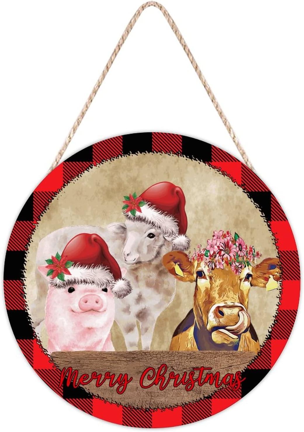 Farmhouse Door Hanger with Santa and Farm Animals