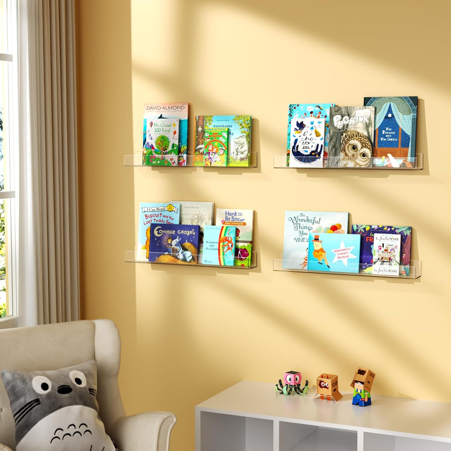NIUBEE 36-Inch Acrylic Floating Bookshelves 2-Pack