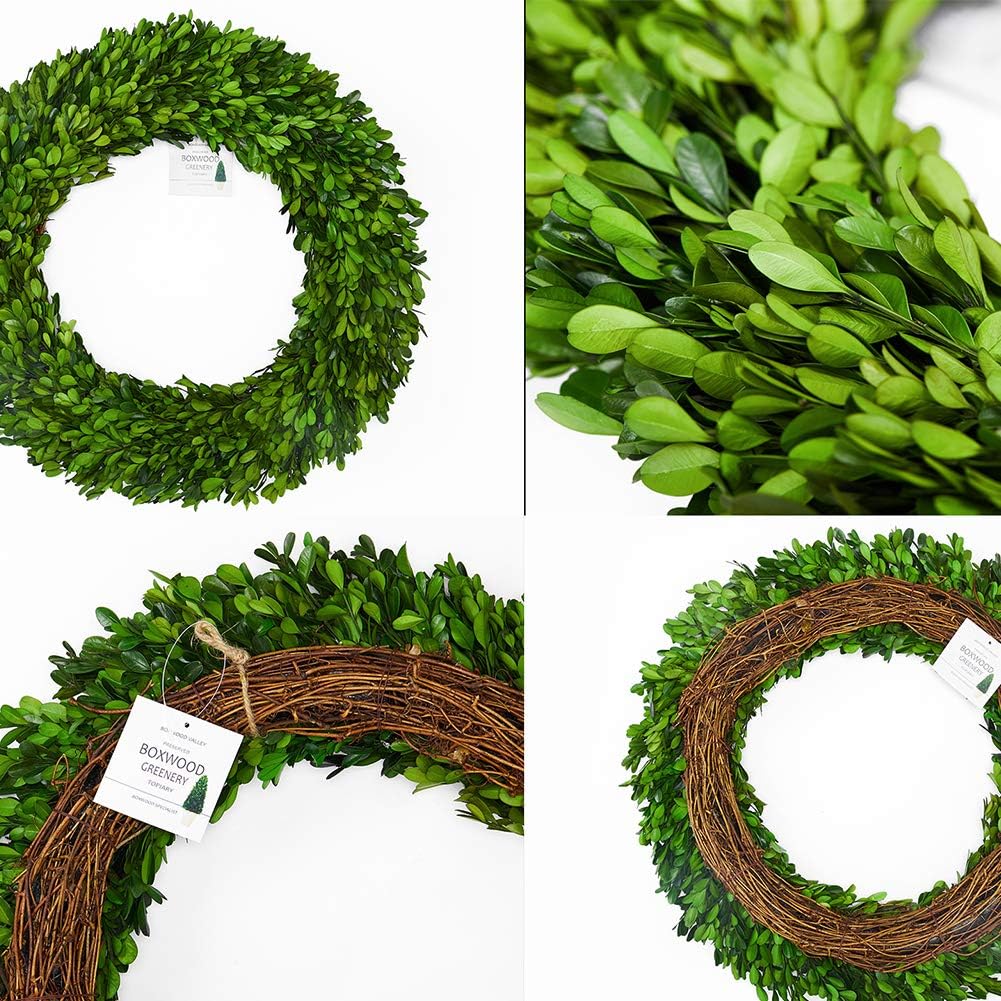 17 Inch Preserved Boxwood Wreath for Home Decor