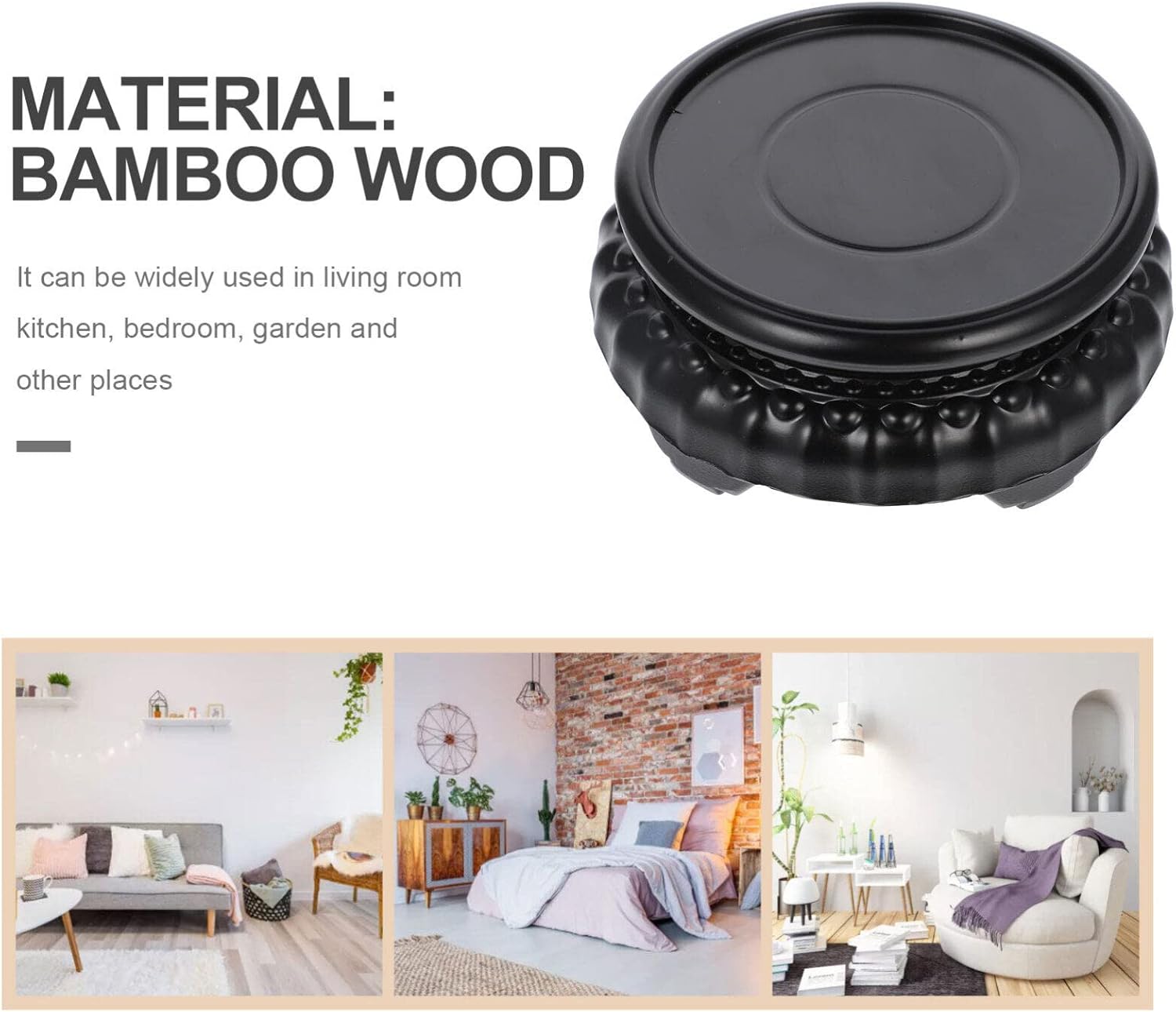 Alipis Rotating Wooden Display Pedestal for Vases and Plants