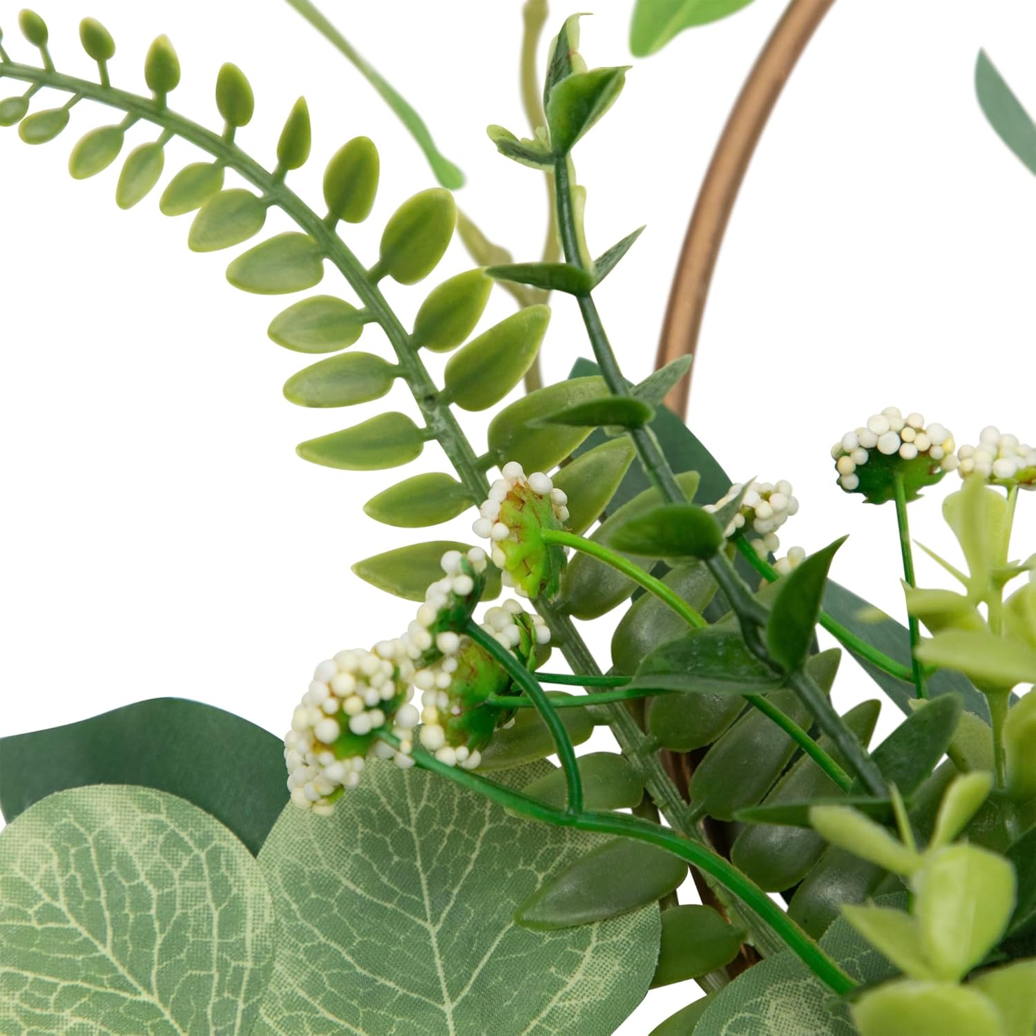 Eucalyptus Leaf and Fern Golden Ring Wreath