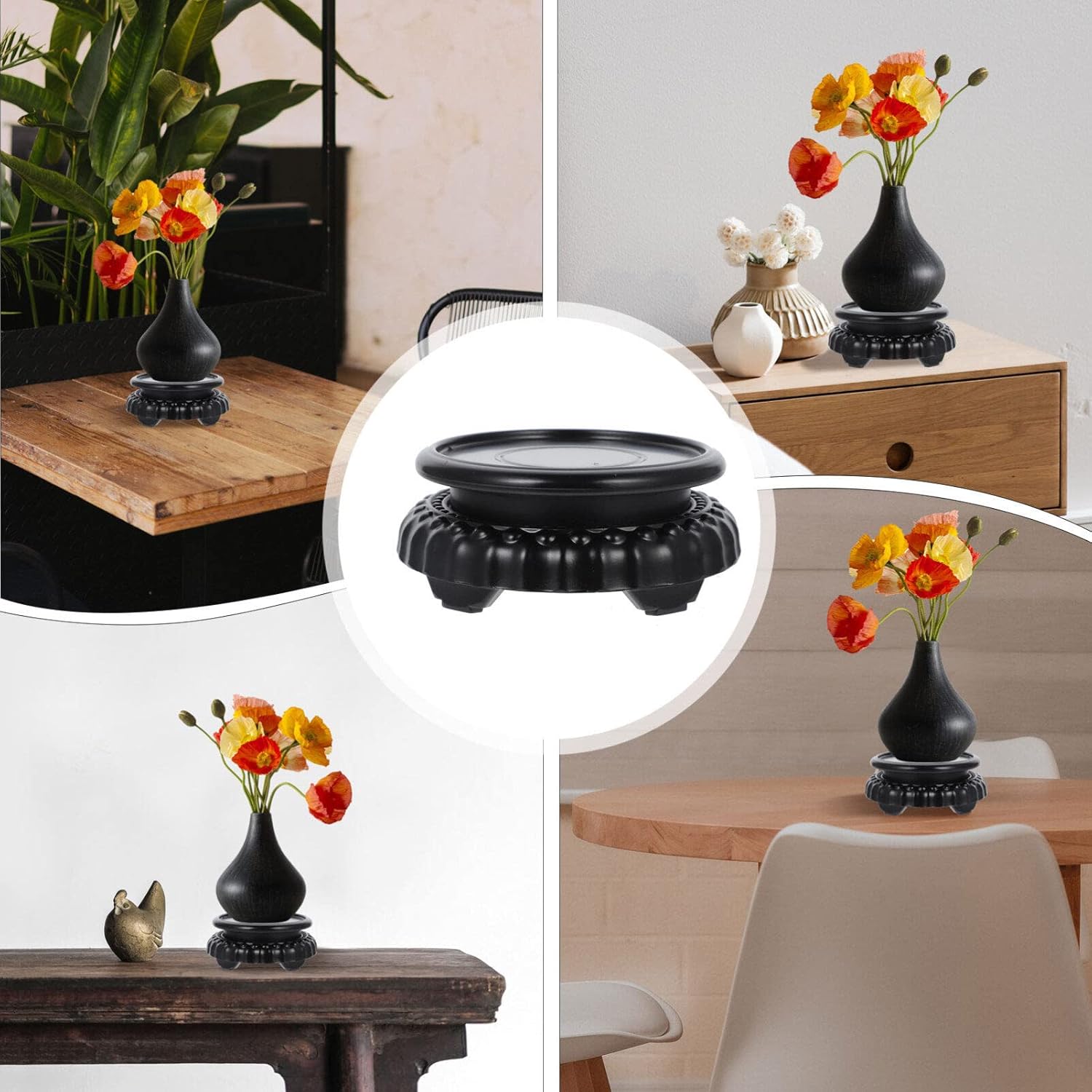 Alipis Rotating Wooden Display Pedestal for Vases and Plants