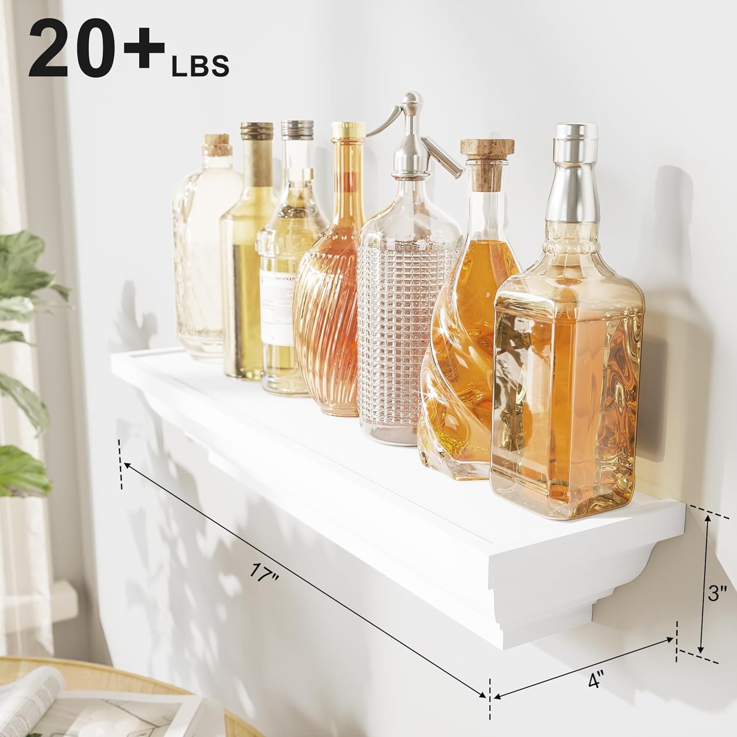 Alsonerbay Floating Shelves - 2 Pack White Rustic Wall Shelves