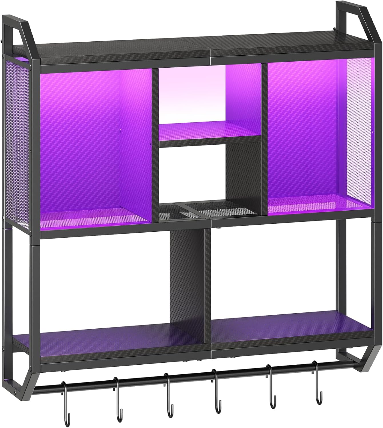 HOOBRO 3-Tier Floating Gaming Shelf with LED Lights Black