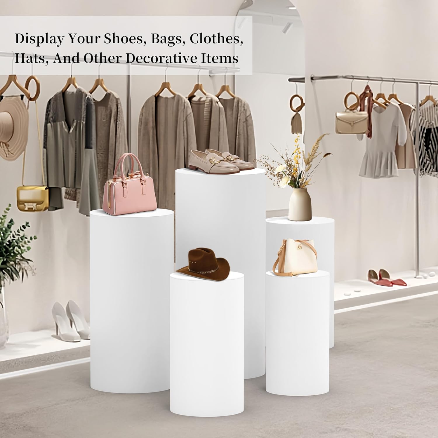 3 Pcs Cylinder Pedestal Stand for Party Decor