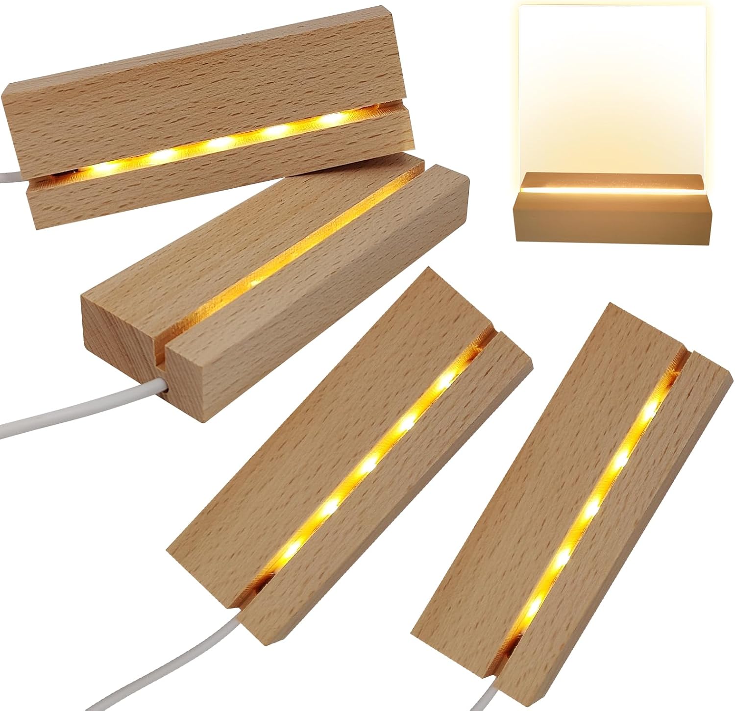 4Pcs Rectangle LED Light Display Pedestals with ONOFF Switch