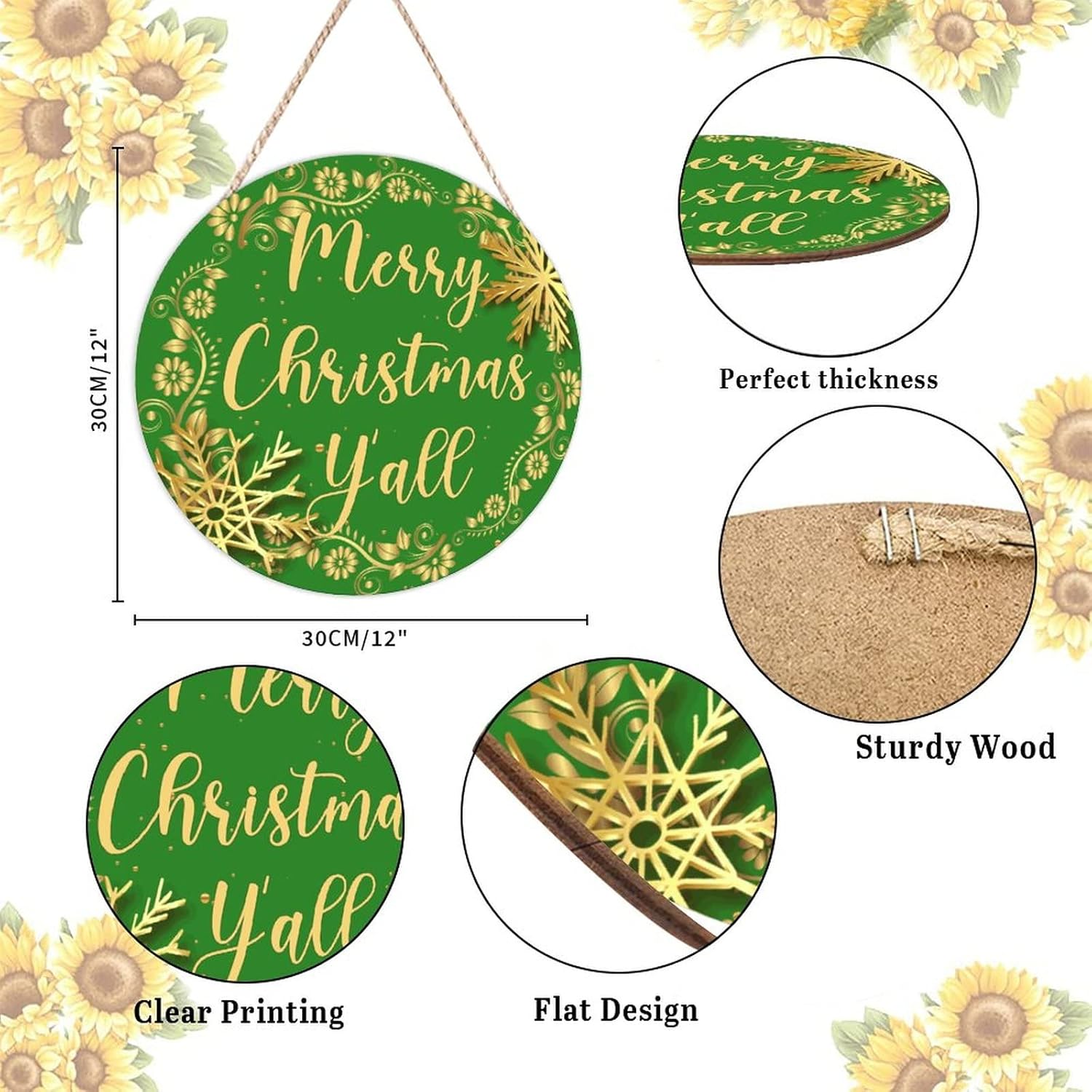 Christmas Gold Wreath Door Hanger Home Decor