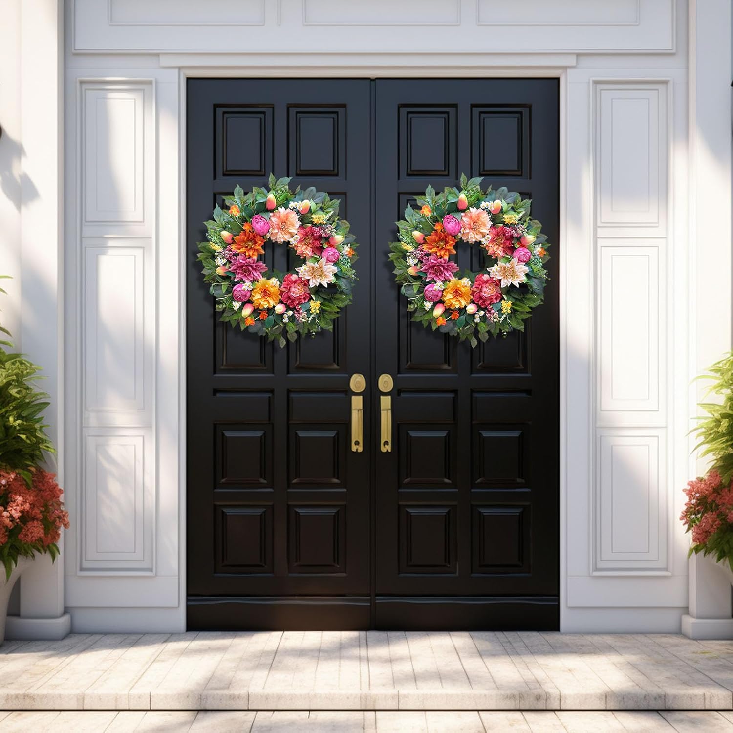 24 Inch Spring Wreath with Dahlia and Greenery